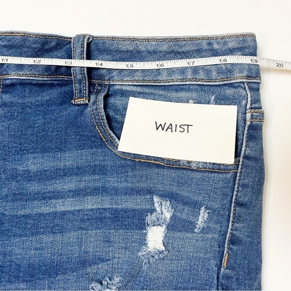 Cello High Rise Denim Shorts 3X stretch distressed midi plus size ripped cut off - Picture 9 of 14